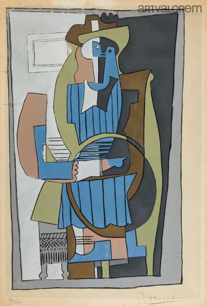 PICASSO Pablo, after.
Seated figure.
Gouache...