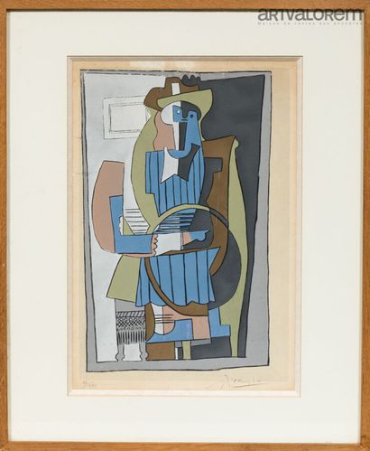 PICASSO Pablo, after.
Seated figure.
Gouache...