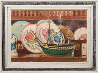 Jean PUY (1876-1960).
Still life with china...