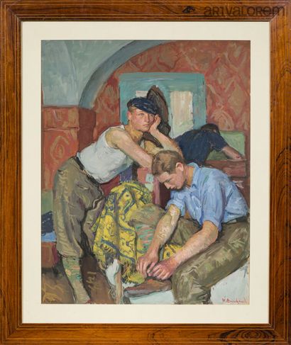 Étienne BOUCHAUD (1898-1989)
German travelers.
Gouache...