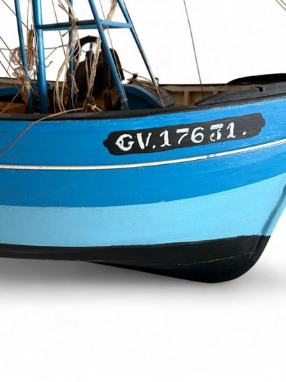 Wooden Breton trawler, hull painted black...