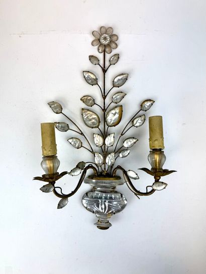 MAISON BAGUES 
Two-light brass and glass...