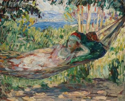 Henri LEBASQUE (1865-1937).
The Hammock,...