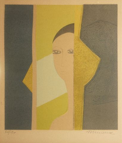 André MINAUX (1923-1986). 
Face
Lithograph...