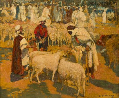 Léon CAUVY (1874-1933)
Sheep market
Oil on...