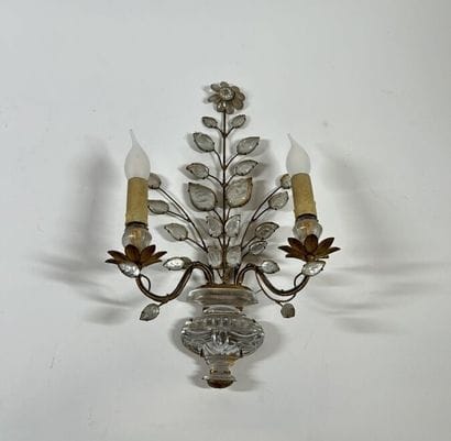 MAISON BAGUES 
Two-light brass and glass...