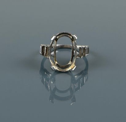 Platinum ring setting adorned with two close-set...