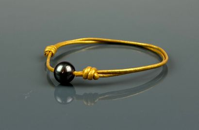 Adjustable gold-plated leather strap with...