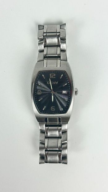 DKNY
Stainless steel wristwatch, black enamel...
