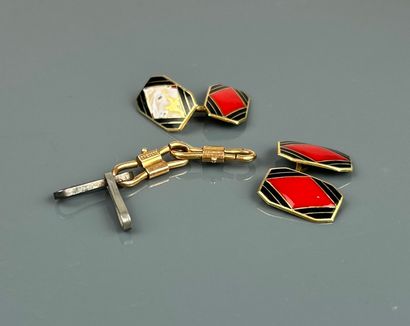 Pair of cufflinks in yellow gold 750°/°°...