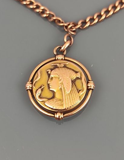 Egyptian watch chain and pendant in yellow...