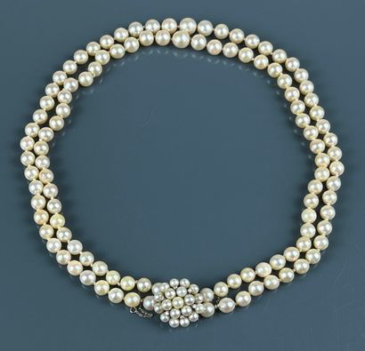 Two-row necklace of tumbling cultured pearls,...