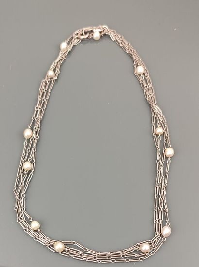 Watch chain in 950°/°° platinum with round...