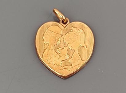 Pendant in yellow gold 750°/°°: Peynet's...