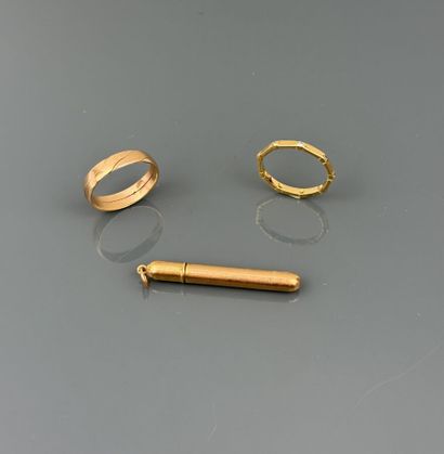 Two wedding bands in yellow gold 750°/°°,...