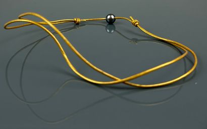 Adjustable gold-plated leather strap with...