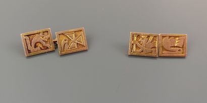 Pair of cufflinks in yellow gold 750°/°°...