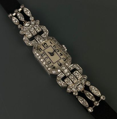 Art Deco style ladies' wristwatch in 950°/°°...