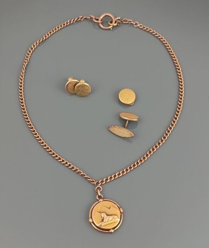 Egyptian watch chain and pendant in yellow...