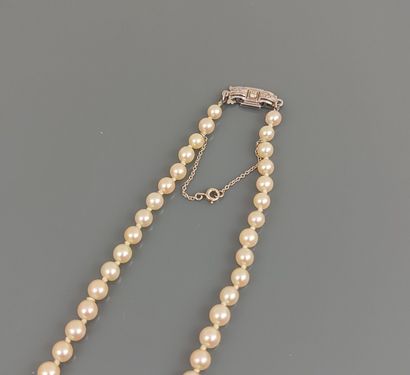 Fallen cultured pearl necklace, white gold...