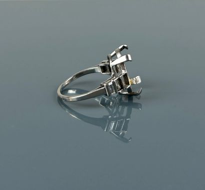 Platinum ring setting adorned with two close-set...