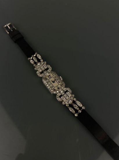 Art Deco style ladies' wristwatch in 950°/°°...