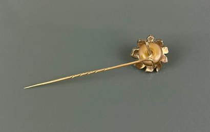 Tie pin in yellow gold 750°/°° and silver...