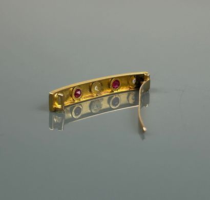 Barette in yellow gold 750°/°° set with two...