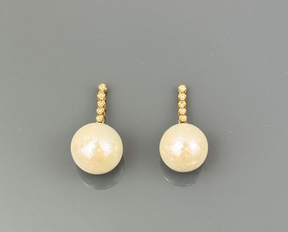 Paire de pendants d'oreilles en or jaune...
