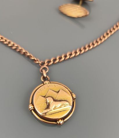 Egyptian watch chain and pendant in yellow...