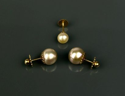 Pair of earrings in yellow gold 750°/°° with...