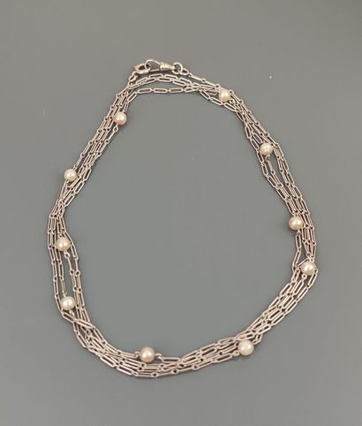 750°/°° white gold watch chain with rectangular...