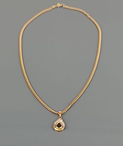 750°/°° yellow gold curb chain with pin clasp....