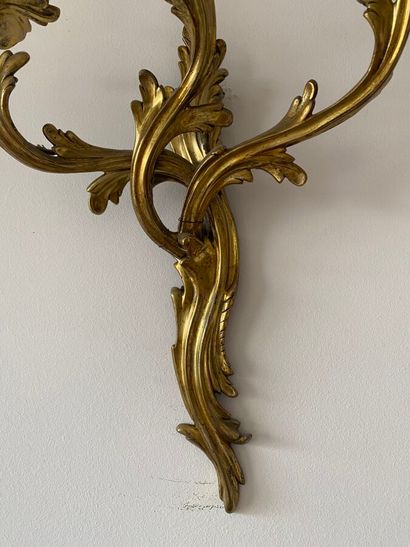 Paire d'appliques en bronze doré, deux bras...