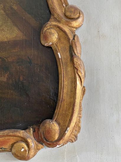 Trumeau de boiserie en bois laqué gris et...