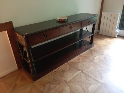 Console en placage d'acajou ouvrant par trois...