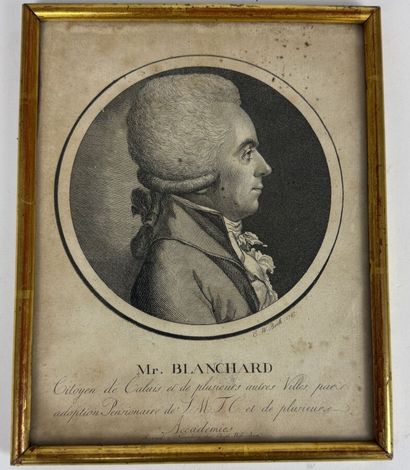 M. Blanchard , gravure d'après C.W.Boch 1787.
Encadrée
On...