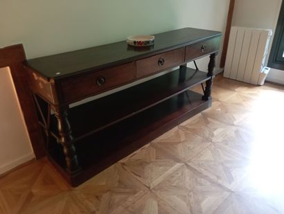 Console en placage d'acajou ouvrant par trois...