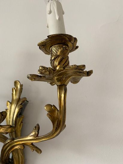 Paire d'appliques en bronze doré, deux bras...