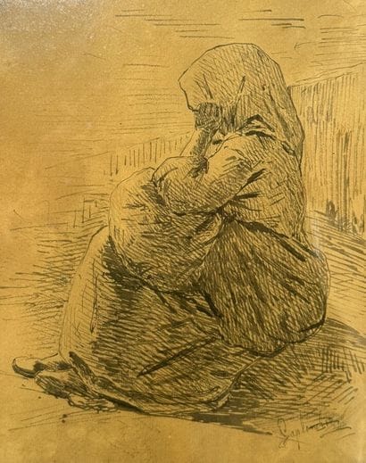 Pierre LAPLANCHE (1804-1882)
Femme assise.
Plume...