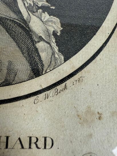 M. Blanchard , gravure d'après C.W.Boch 1787.
Encadrée
On...