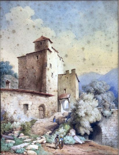 ÉCOLE FRANÇAISE DU XIXe SIECLE
Vue d'un château...