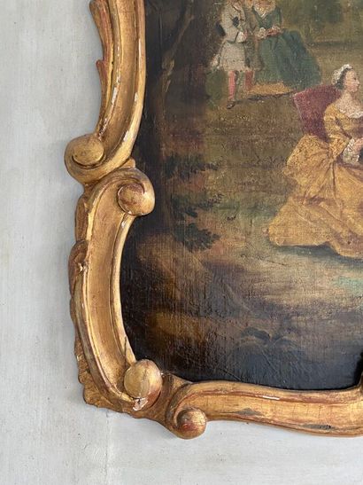 Trumeau de boiserie en bois laqué gris et...