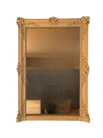 Grand miroir de dessus de cheminée en bois...