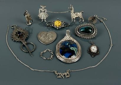 Lot de bijoux en argent 925 et 800°/°° comprenant...