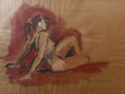 Anita BOUDRY (XXème), 
Nue de dos, 
Gouache...