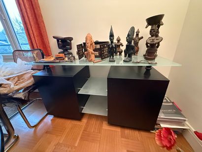 Two-door sideboard in black lacquered plywood,...