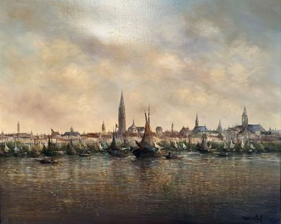 Roch KORDIAN (Né en 1950) 
Paysage hollandais
Huile...