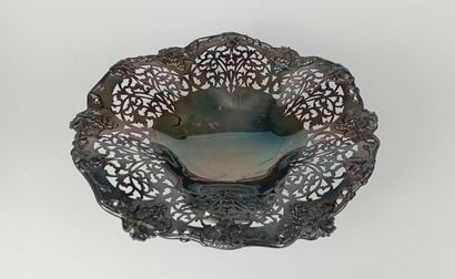 Coupe circulaire sur piédouche en métal argenté...
