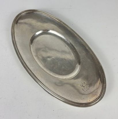 Présentoir en argent 950°/°°, de forme oblongue,...
